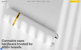 The same ACTIVE home page hero rendered on a light backdrop, featuring the Axil Mini Pro battery