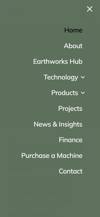 The Earthworks site on a phone, with the hero headline stacked above the field footage
