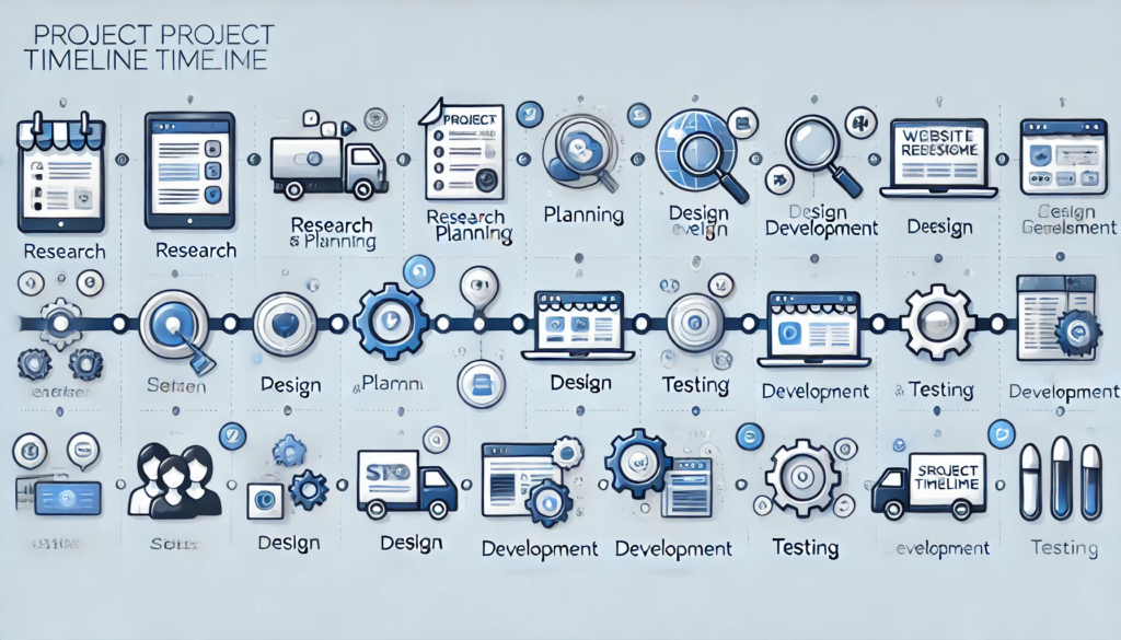 Understanding the Scope — A visual representation of a project timeline, showing stages like research, planning, design, and development.